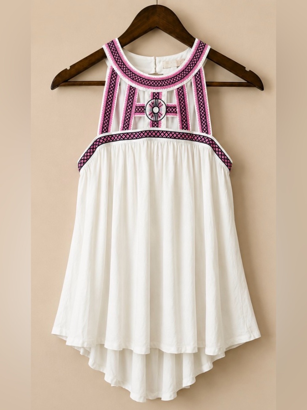 GB Gianni Bini White Cutout Embroidered Tank Top Tunic EUC XS #950